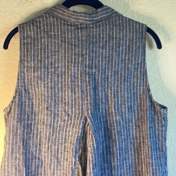 Beach lunch lounge linen button down shirt tank dress cottage coastal lagen M - Picture 9 of 12